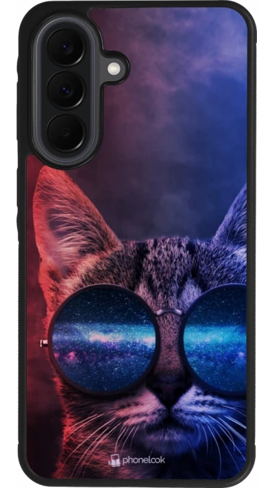 Samsung Galaxy A37 Case Hülle - Silikon schwarz Red Blue Cat Glasses