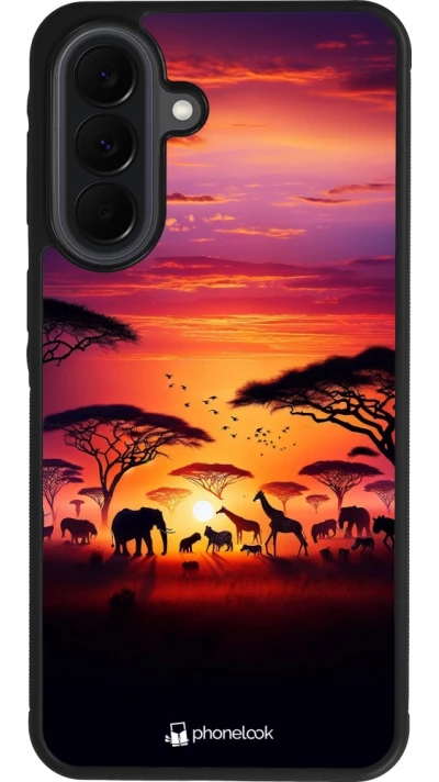 Samsung Galaxy A37 Case Hülle - Silikon schwarz Safari Sonnenuntergang Wildtiere