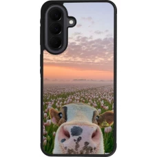 Coque Samsung Galaxy A37 - Silicone rigide noir Cow with tulips Spring 2026