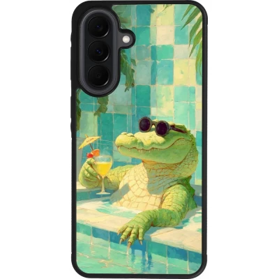 Samsung Galaxy A37 Case Hülle - Silikon schwarz Crocodile in the swimming pool Summer 2026