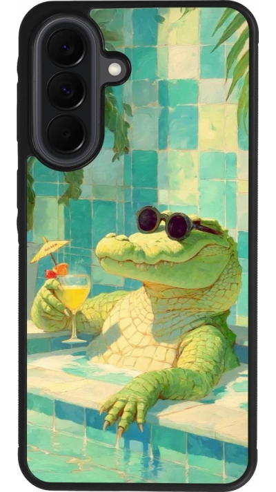 Samsung Galaxy A37 Case Hülle - Silikon schwarz Crocodile in the swimming pool Summer 2026