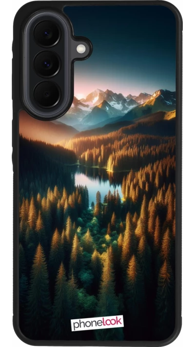 Samsung Galaxy A37 Case Hülle - Silikon schwarz Sonnenuntergang Waldsee