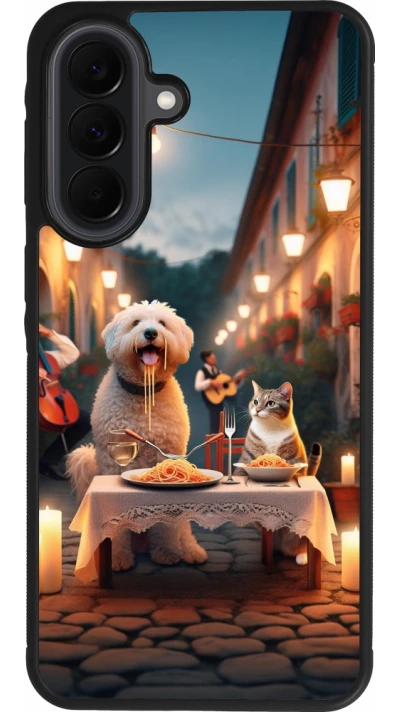 Samsung Galaxy A37 Case Hülle - Silikon schwarz Valentin 2024 Hund & Katze Kerzenlicht