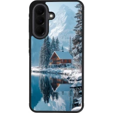 Samsung Galaxy A37 Case Hülle - Silikon schwarz Winter 25 Winter house forest day
