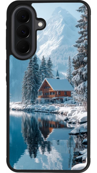 Samsung Galaxy A37 Case Hülle - Silikon schwarz Winter 25 Winter house forest day