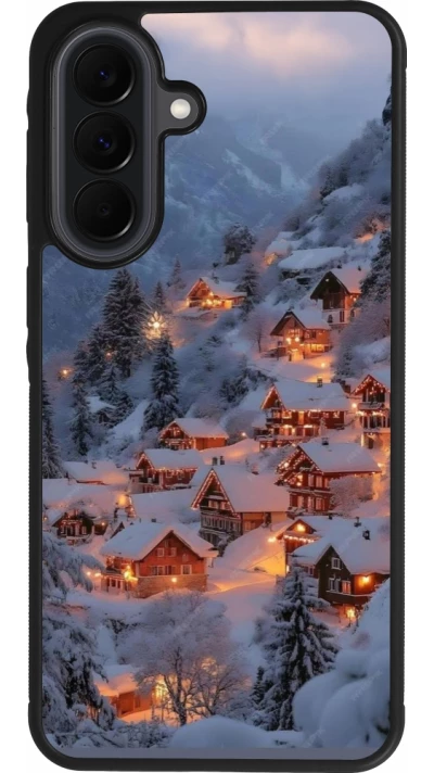 Samsung Galaxy A37 Case Hülle - Silikon schwarz Winter 25 Winter snowy village