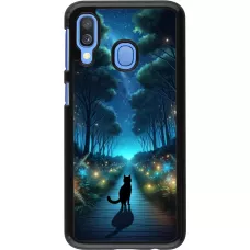 Samsung Galaxy A40 Case Hülle - Schwarze Katze Spaziergang
