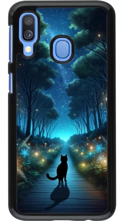 Coque Samsung Galaxy A40 - Chat noir promenade