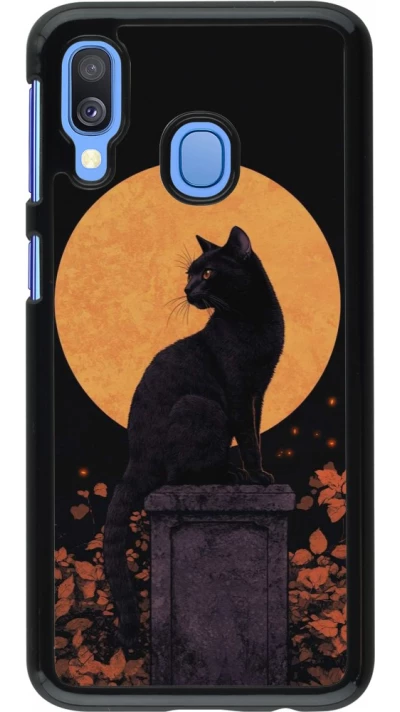 Samsung Galaxy A40 Case Hülle - Halloween 2026 Cat Art Nouveau