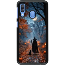 Coque Samsung Galaxy A40 - Halloween 2026 Witch with a cat