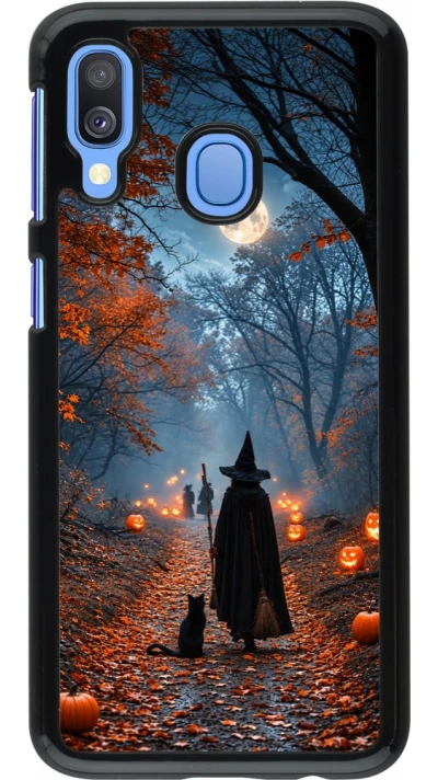 Samsung Galaxy A40 Case Hülle - Halloween 2026 Witch with a cat