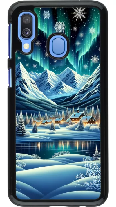 Coque Samsung Galaxy A40 - Snowy Mountain Village Lake night