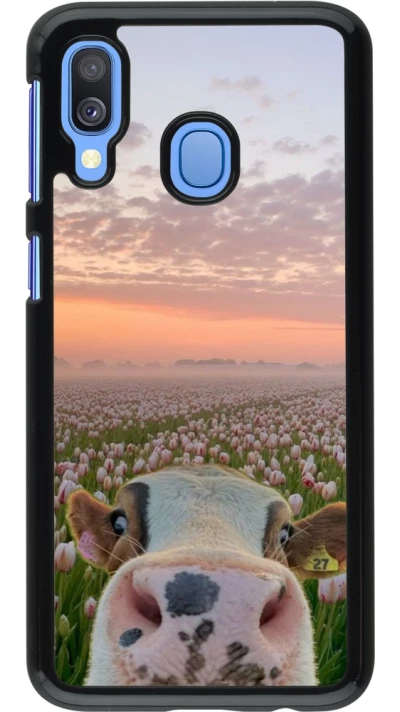 Samsung Galaxy A40 Case Hülle - Cow with tulips Spring 2026