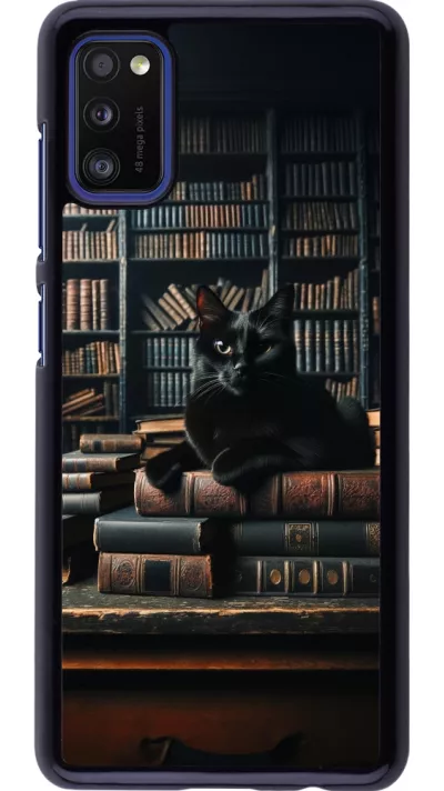 Samsung Galaxy A41 Case Hülle - Katze Bücher dunkel