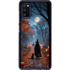 Samsung Galaxy A41 Case Hülle - Halloween 2026 Witch with a cat