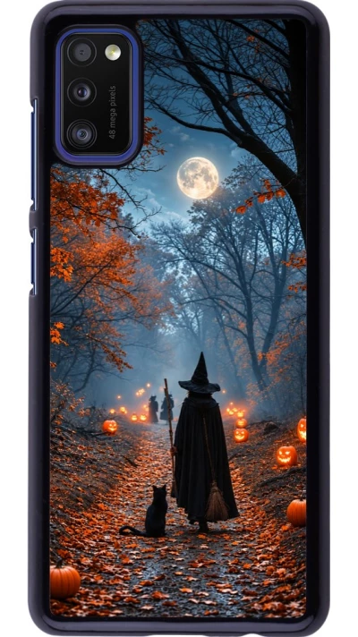 Samsung Galaxy A41 Case Hülle - Halloween 2026 Witch with a cat