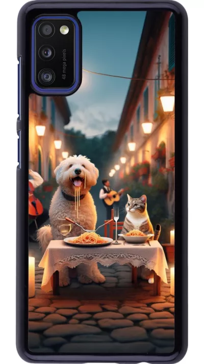Coque Samsung Galaxy A41 - Valentine 2024 Dog & Cat Candlelight