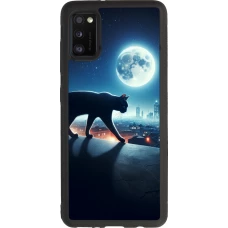 Samsung Galaxy A41 Case Hülle - Silikon schwarz Schwarze Katze unter dem Vollmond