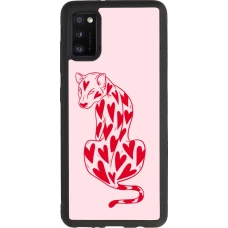 Samsung Galaxy A41 Case Hülle - Silikon schwarz Leopard with hearts 2026
