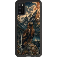 Coque Samsung Galaxy A41 - Silicone rigide noir Linocut Aigle Royal
