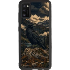 Samsung Galaxy A41 Case Hülle - Silikon schwarz Linocut Grosser Rabe