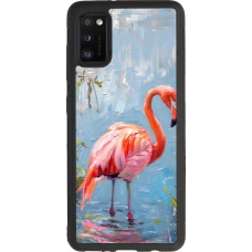 Samsung Galaxy A41 Case Hülle - Silikon schwarz Paint Flamingo