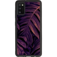 Samsung Galaxy A41 Case Hülle - Silikon schwarz Purple Light Leaves