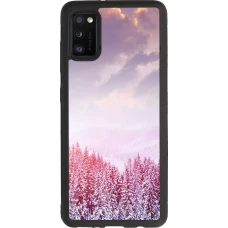 Samsung Galaxy A41 Case Hülle - Silikon schwarz Winter 22 Pink Forest