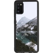 Samsung Galaxy A41 Case Hülle - Silikon schwarz Winter 22 snowy mountain and lake