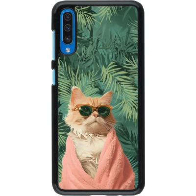 Samsung Galaxy A50 Case Hülle - Cat Summer Palms