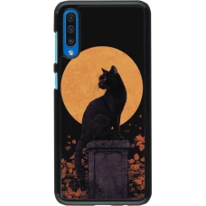 Samsung Galaxy A50 Case Hülle - Halloween 2026 Cat Art Nouveau