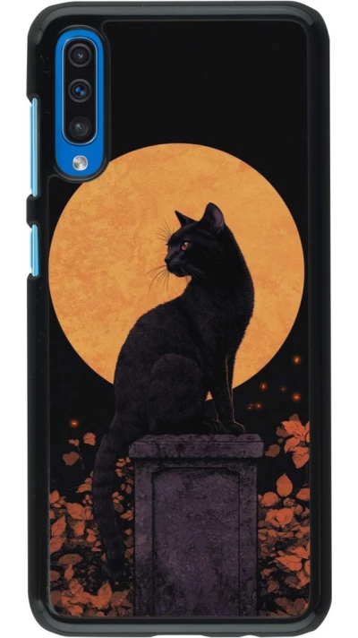 Samsung Galaxy A50 Case Hülle - Halloween 2026 Cat Art Nouveau