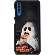 Samsung Galaxy A50 Case Hülle - Halloween 2026 Ghost eating pizza