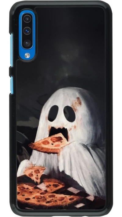 Samsung Galaxy A50 Case Hülle - Halloween 2026 Ghost eating pizza