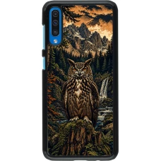 Samsung Galaxy A50 Case Hülle - Linocut Uhu