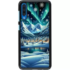 Samsung Galaxy A50 Case Hülle - Verschneites Bergdorf am See in der Nacht