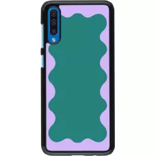 Samsung Galaxy A50 Case Hülle - Wavy Rectangle Green Purple