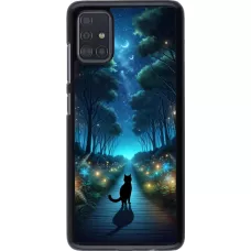 Samsung Galaxy A51 Case Hülle - Schwarze Katze Spaziergang