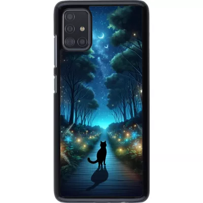 Samsung Galaxy A51 Case Hülle - Schwarze Katze Spaziergang