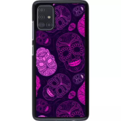 Samsung Galaxy A51 Case Hülle - Halloween 2023 pink skulls