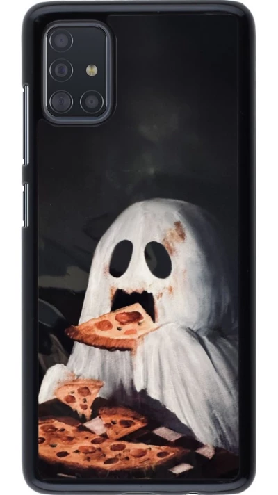 Coque Samsung Galaxy A51 - Halloween 2026 Ghost eating pizza