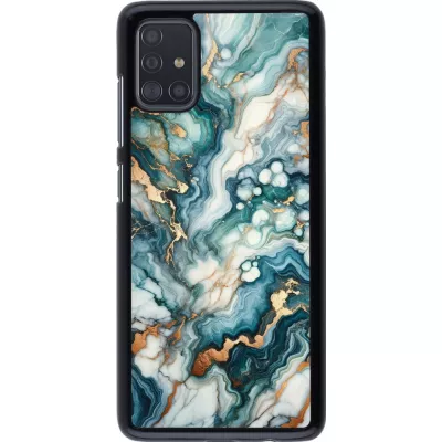 Samsung Galaxy A51 Case Hülle - Grüner Blauer Goldener Marmor