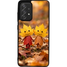 Samsung Galaxy A52 Case Hülle - Silikon schwarz Autumn 26 Couple of leaves