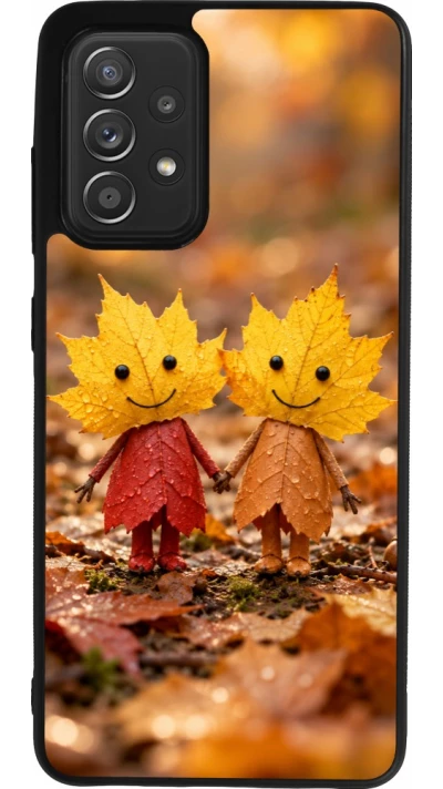 Coque Samsung Galaxy A52 - Silicone rigide noir Autumn 26 Couple of leaves