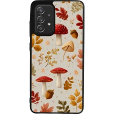 Samsung Galaxy A52 Case Hülle - Silikon schwarz Autumn 26 Mushrooms and leaves
