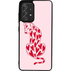 Coque Samsung Galaxy A52 - Silicone rigide noir Leopard with hearts 2026