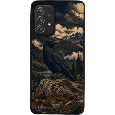 Samsung Galaxy A52 Case Hülle - Silikon schwarz Linocut Grosser Rabe