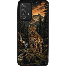 Coque Samsung Galaxy A52 - Silicone rigide noir Linocut Lynx