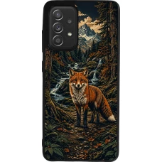 Coque Samsung Galaxy A52 - Silicone rigide noir Linocut Renard