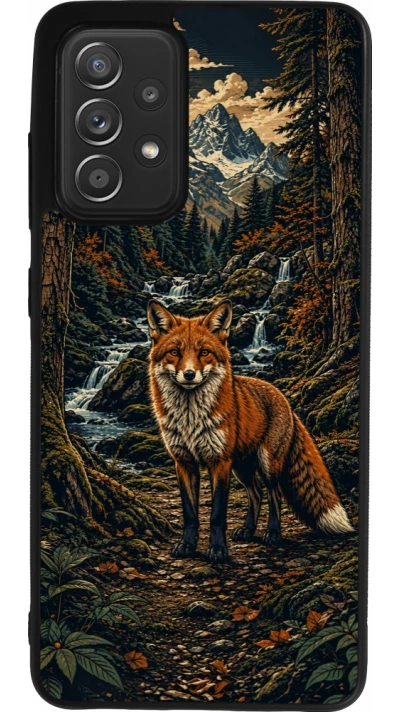 Coque Samsung Galaxy A52 - Silicone rigide noir Linocut Renard